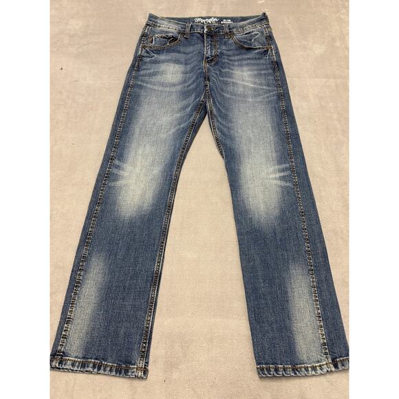 Wrangler Jeans Mens 30x32 Blue Retro Slim Straight Light Wash Stretch 10WLT88PZ - Picture 1 of 10